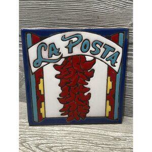 La Posta Chilies Chili Peppers Ceramic Decorative Art Trivet Tile Mag Mov NM